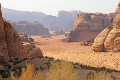 Landform of water actions in desert