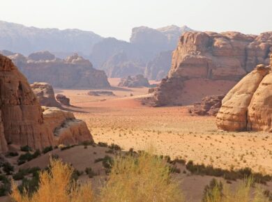 Landform of water actions in desert