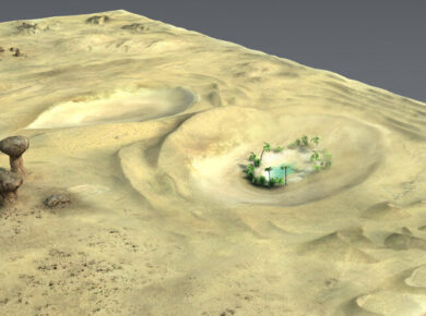Landforms of Wind Erosion in Desert