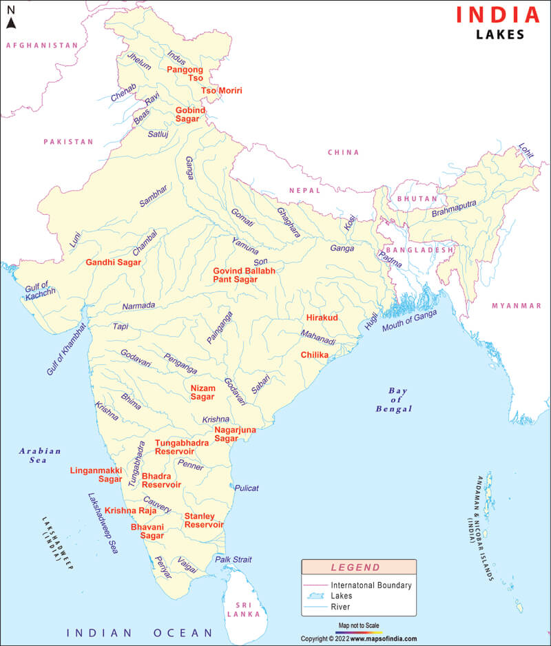Major Lakes in India