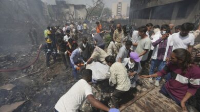 Memorial for victims of the Ahmedabad plane crash aftermath at BJ Medical College hostel complex