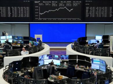 U.S. stock futures nosedive as Trump's new tariffs on imports from Canada, Mexico, and China rattle markets. Dow drops over 600 points; Ford and GM stocks tumble.
