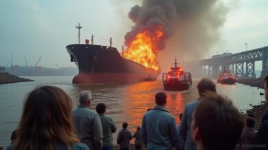 🚢 Ship Explosion Near Key Bridge: W‑Sapphire Cargo Vessel Catches Fire in Baltimore Harbor