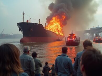 🚢 Ship Explosion Near Key Bridge: W‑Sapphire Cargo Vessel Catches Fire in Baltimore Harbor