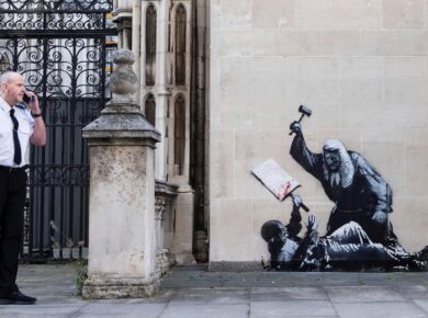 Banksy New Mural: Judge vs Protester at London Court Unveiled