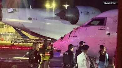 Delta Planes Collide on LaGuardia Airport Taxiway Minor Injury Reported in NYC Runway Incident