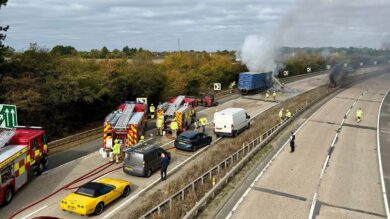 Chicken Lorry Fire Disrupts A12 Traffic — Essex Incident