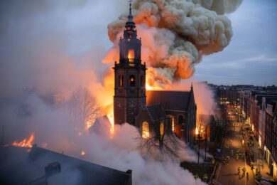 Historic Amsterdam Church Fire: Vondelkerk Blaze, Fireworks Cause, New Year’s Eve Evacuation, Amsterdam Church Fire News